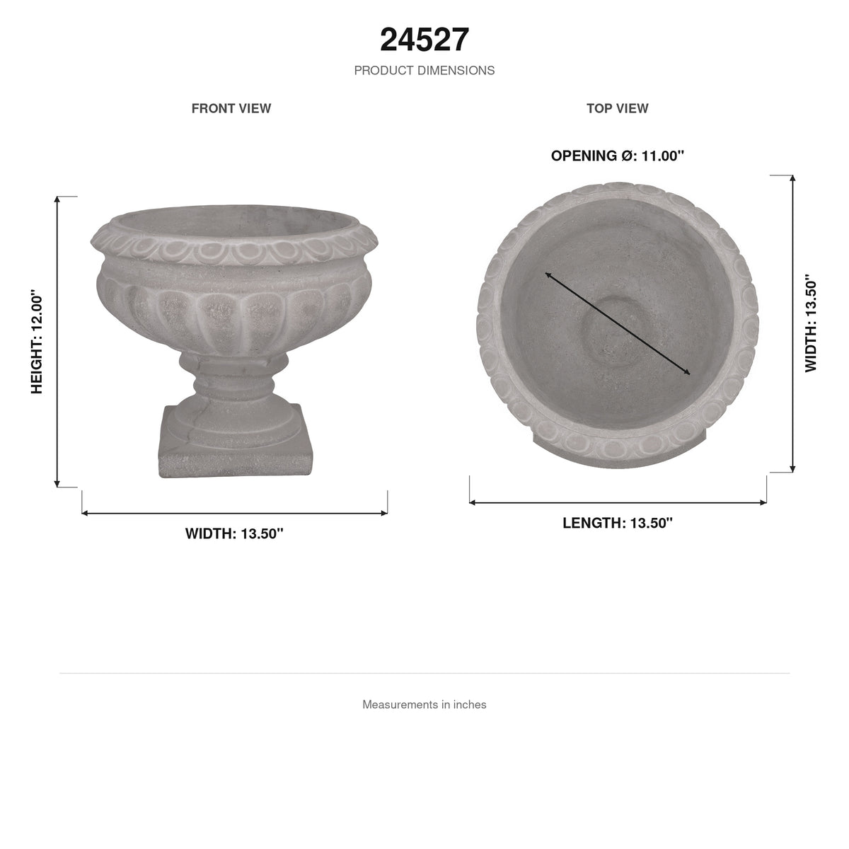 Pavion Low Classic Cement Urn Vase