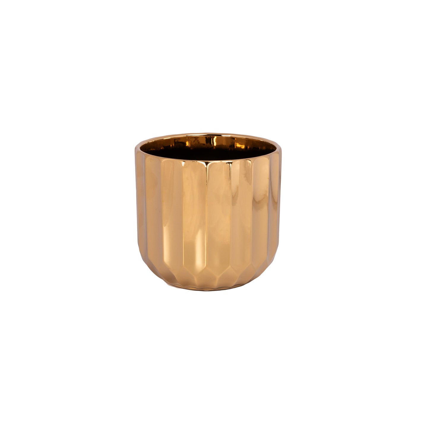 Gold metallic pot on a white background