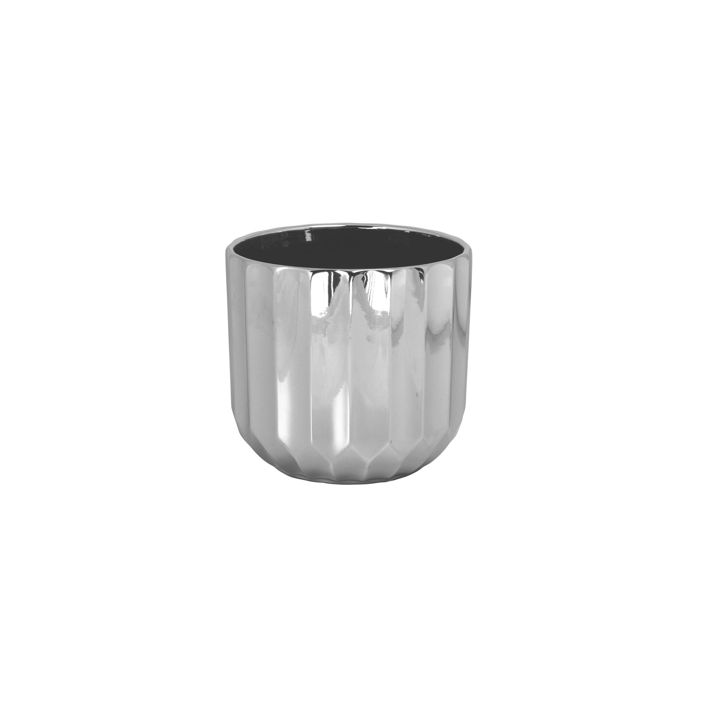 Silver metallic cup on a white background