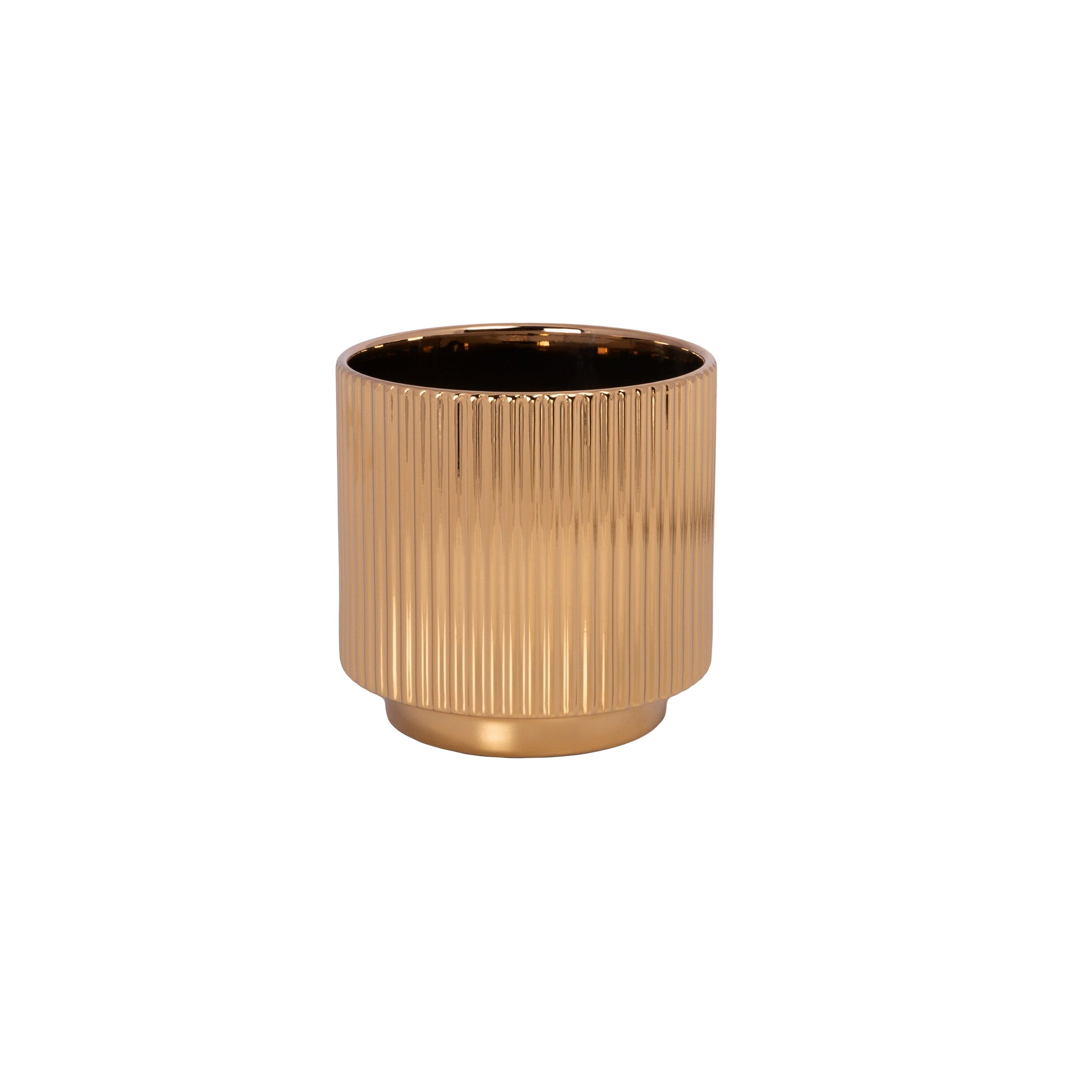 Gold textured vase on a white background