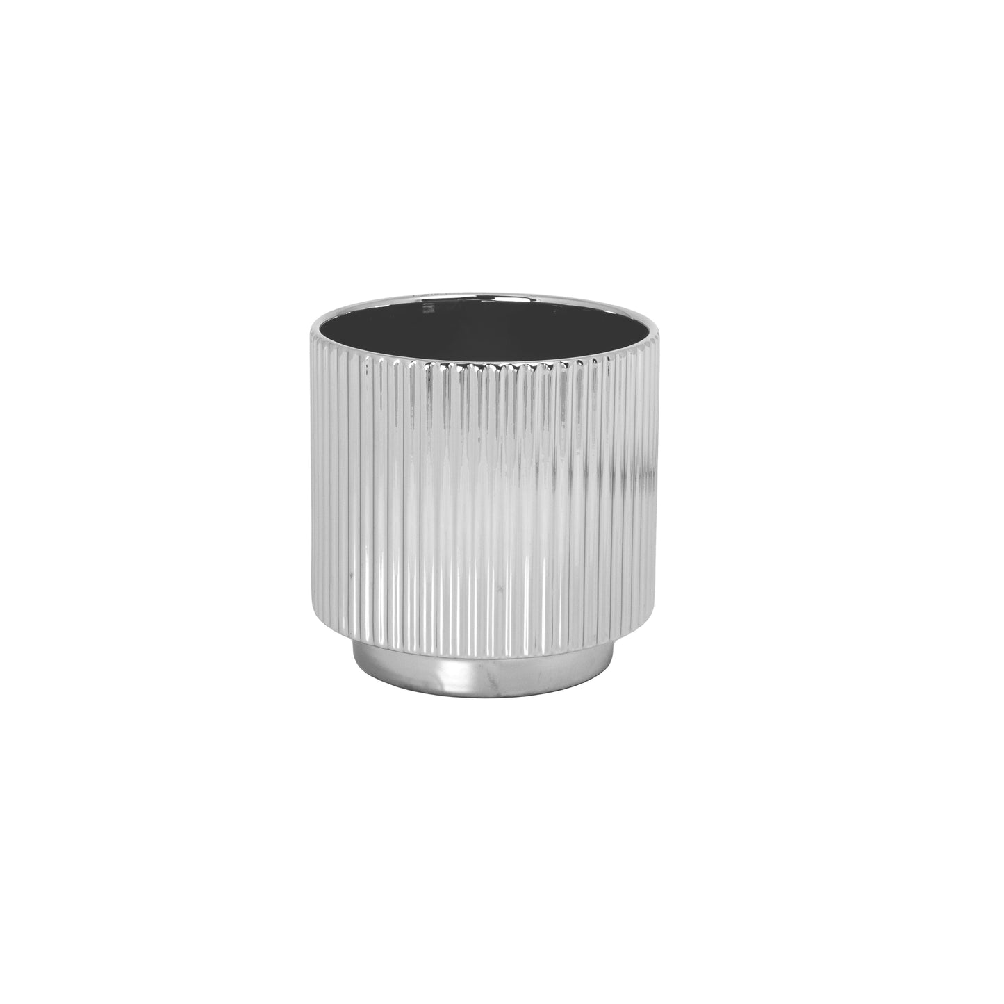 Silver textured vase on a white background