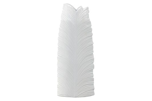 Ceramic Tall Oval Vase Matte Finish White