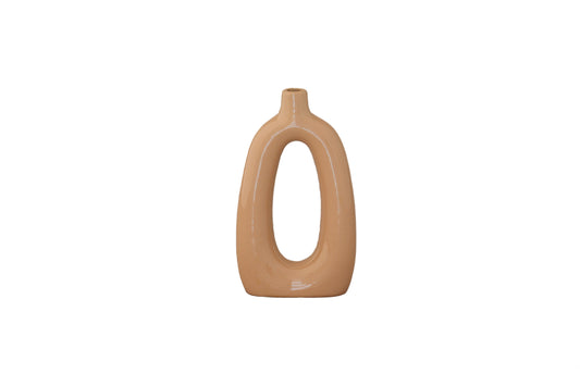 Ceramic Oval Ring Vase Gloss Finish Peach