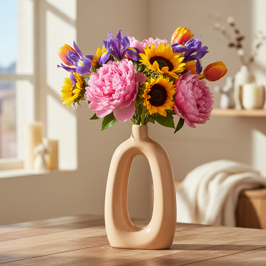Liana Ceramic Oval Ring Vase