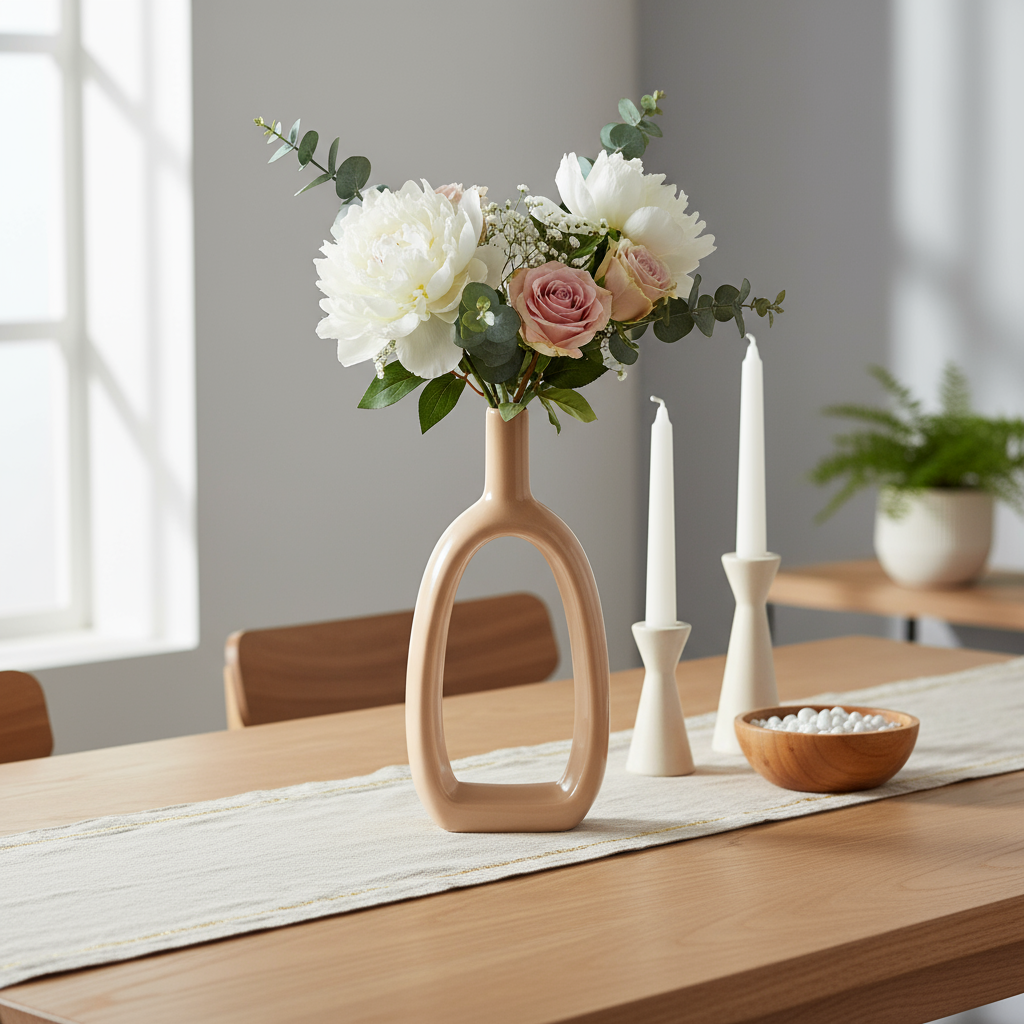 Allegra Ceramic Slim Oval Ring Vase