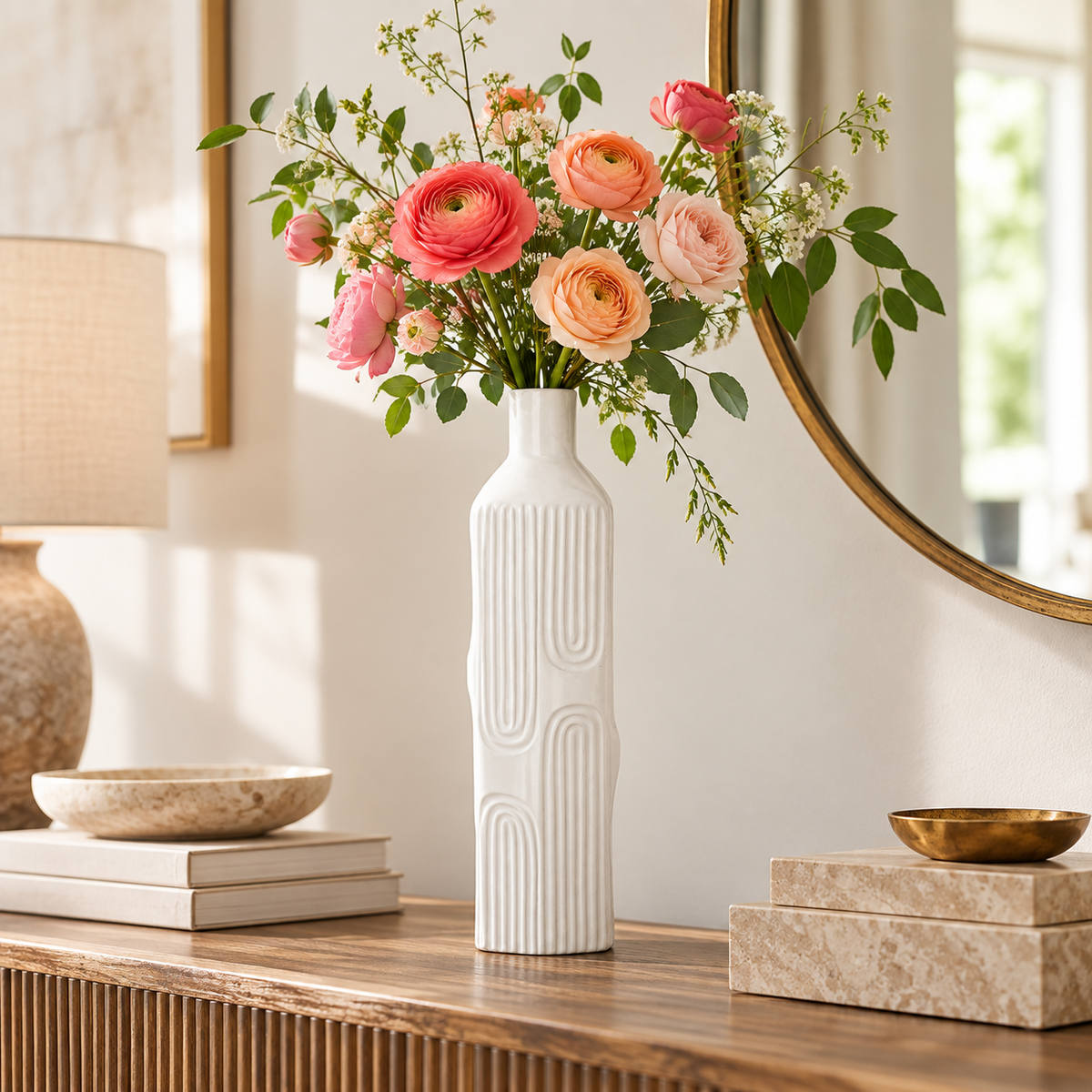 Ardelle Ceramic Square Bottle Vase