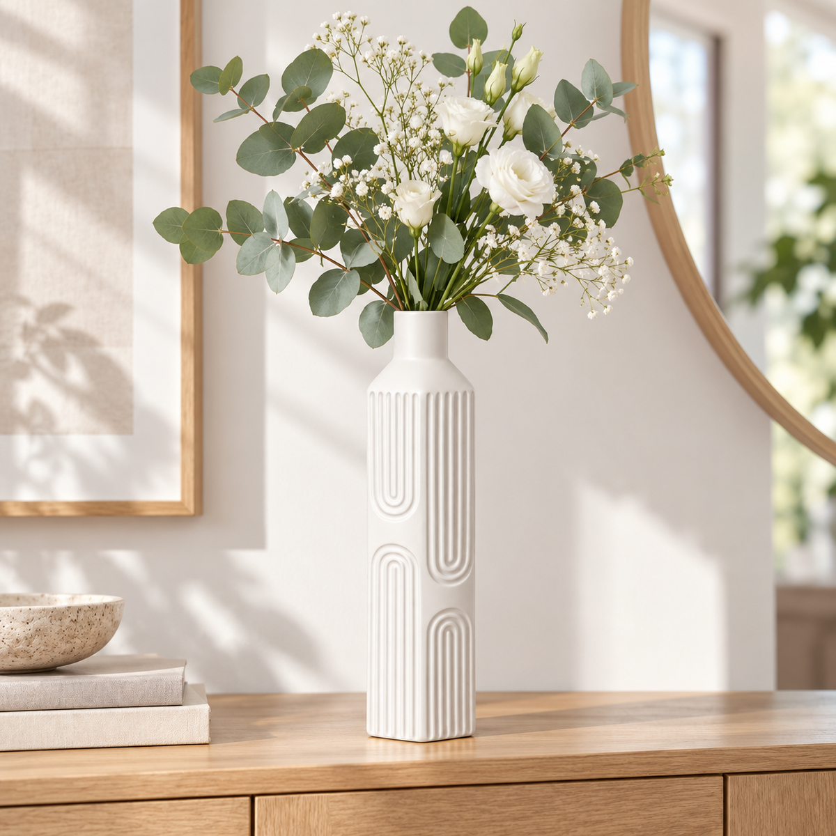Ardelle Ceramic Square Bottle Vase