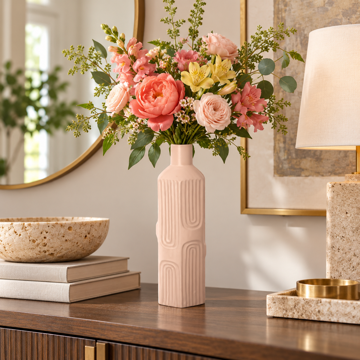 Ardelle Ceramic Square Bottle Vase