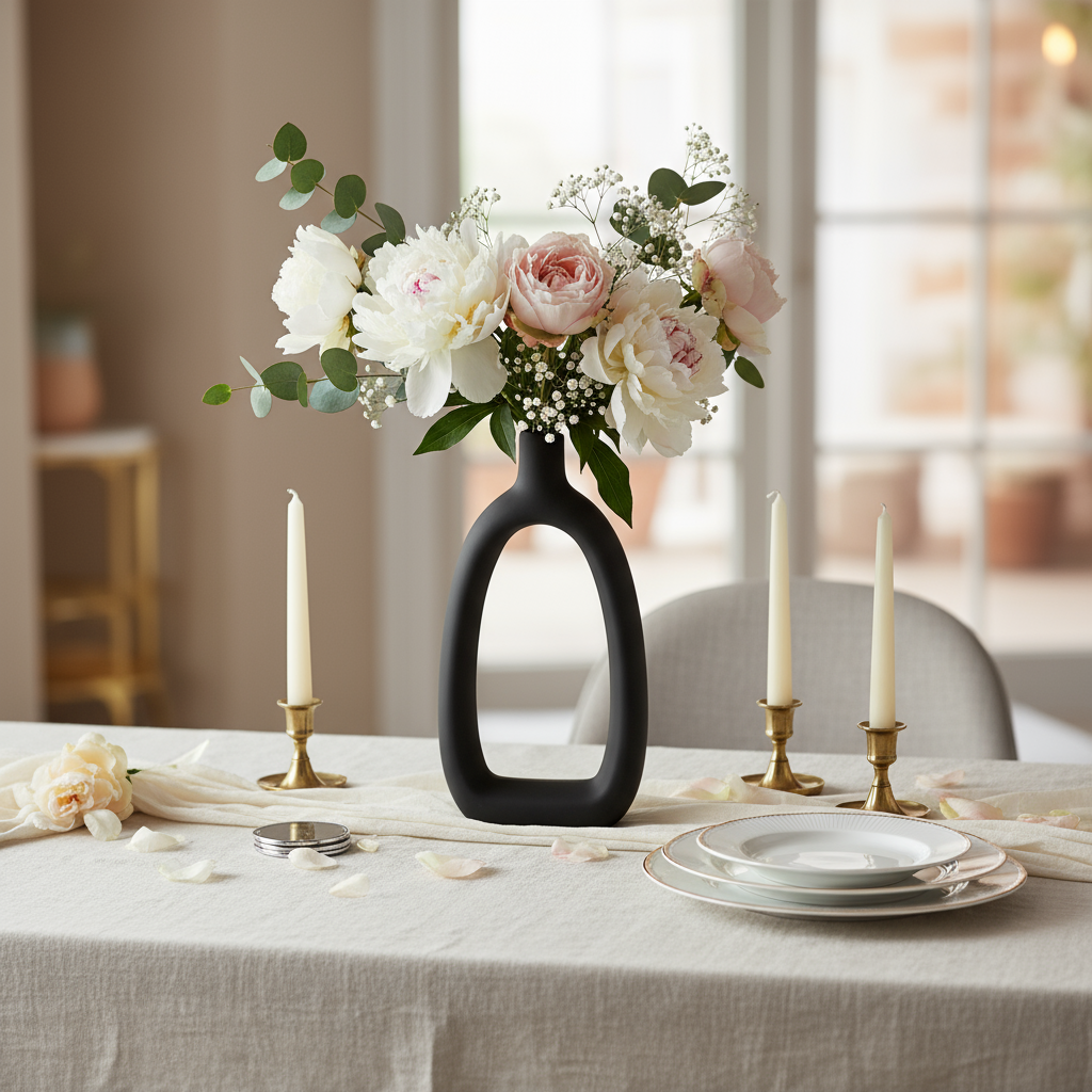 Allegra Ceramic Slim Oval Ring Vase