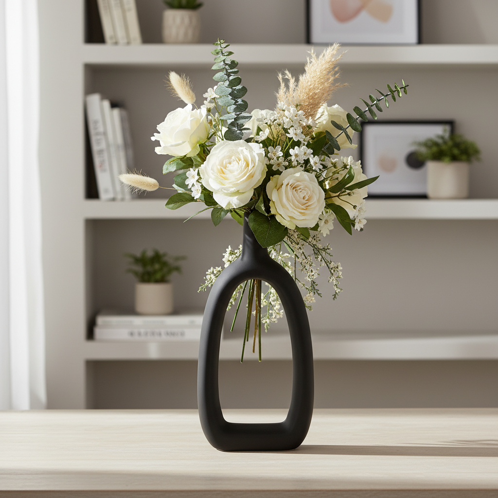 Allegra Ceramic Slim Oval Ring Vase
