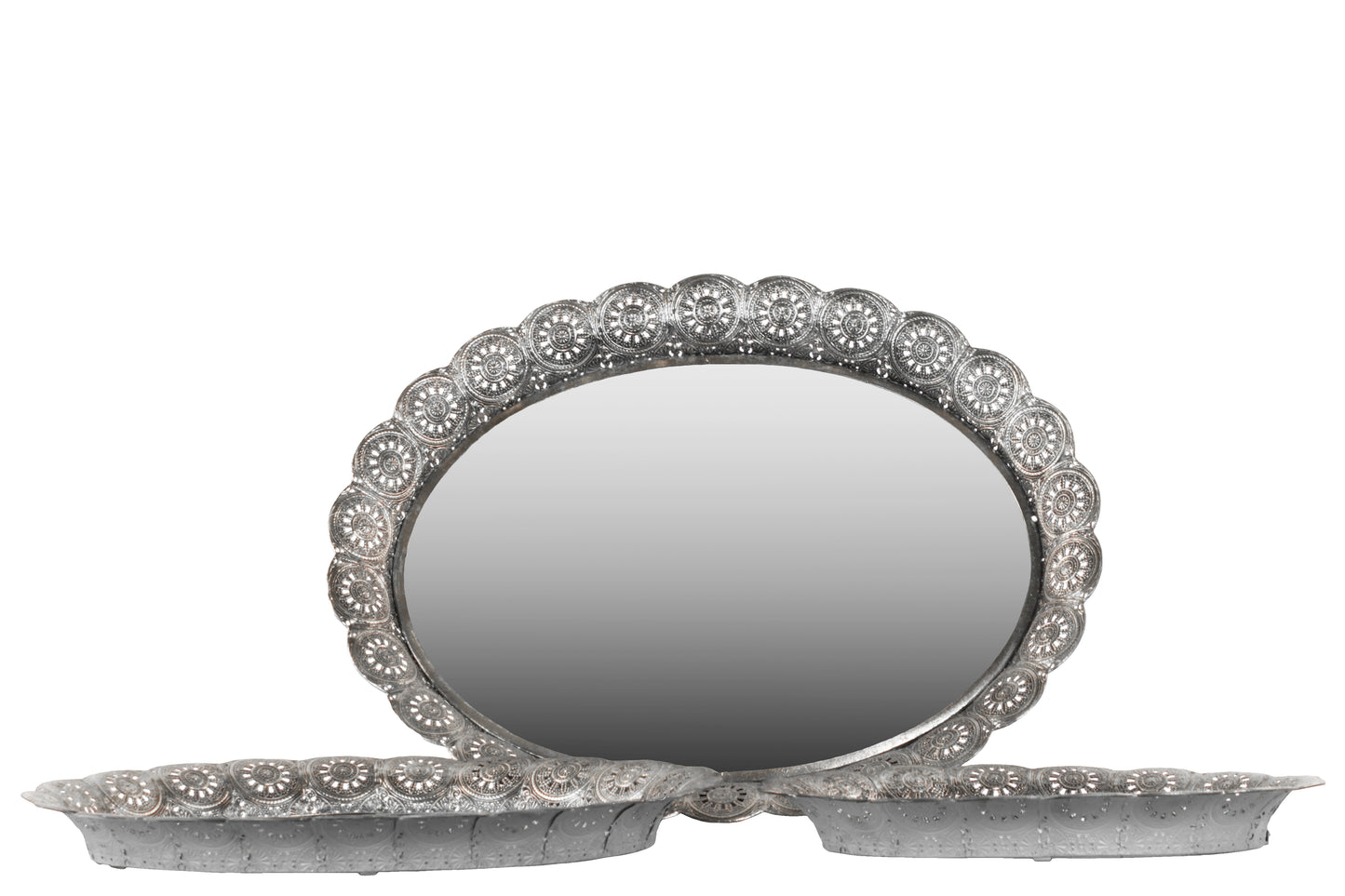 Metal Tray Electroplated Finish Silver 2.5"H