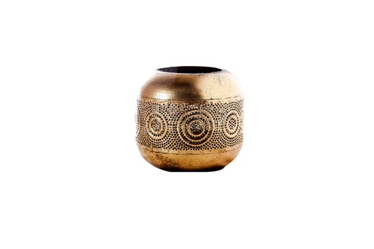 Metal Round Candle Holder Antique Finish-5.50"H