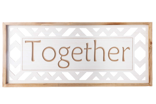 Wood Rectangle Wall Art Painted Finish White-13.50"H
