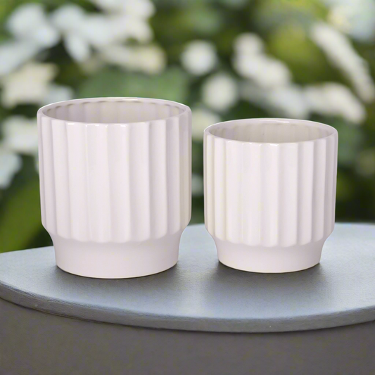 Quessara Ceramic Planter with Stand Set (Set of 2)