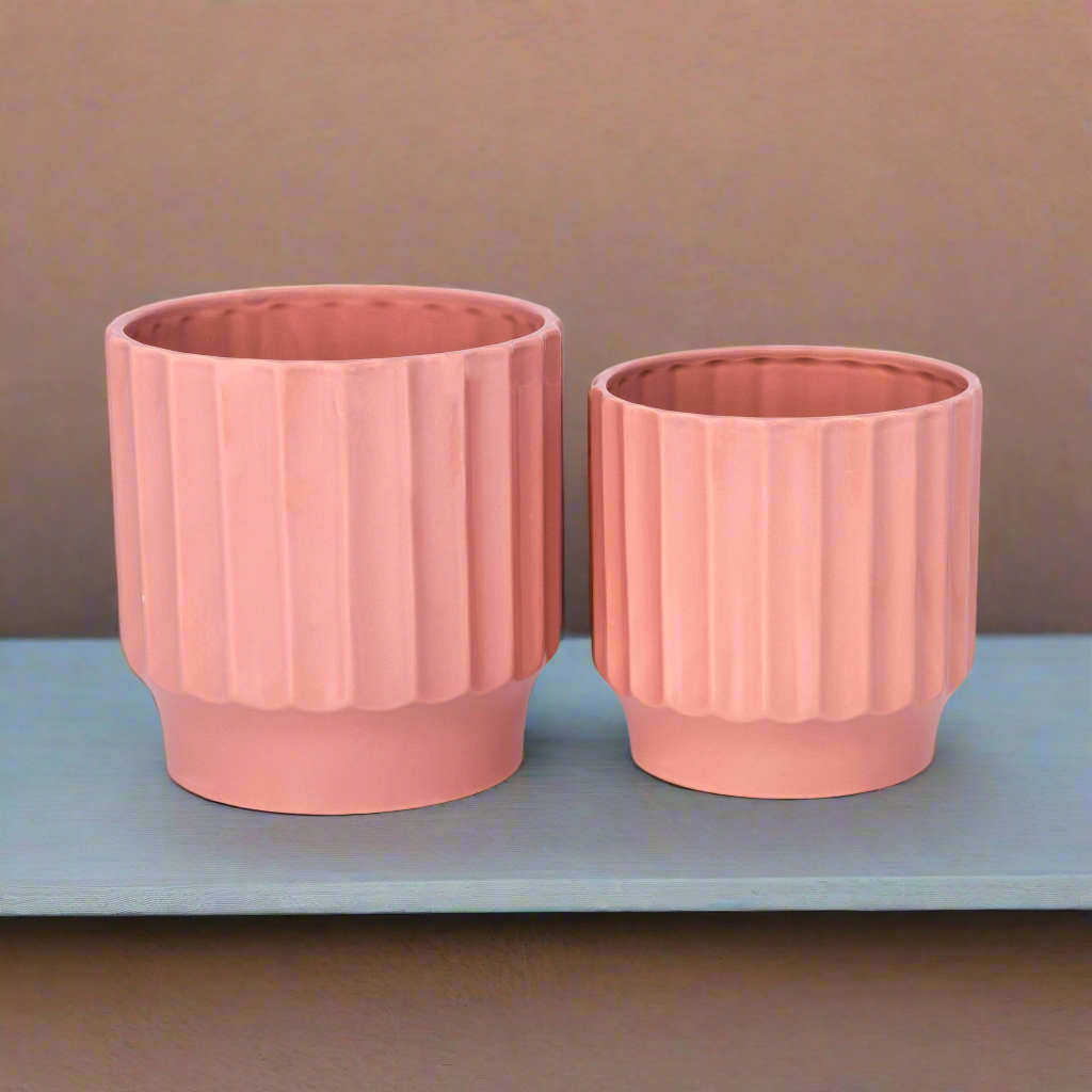 Quessara Ceramic Planter with Stand Set (Set of 2)