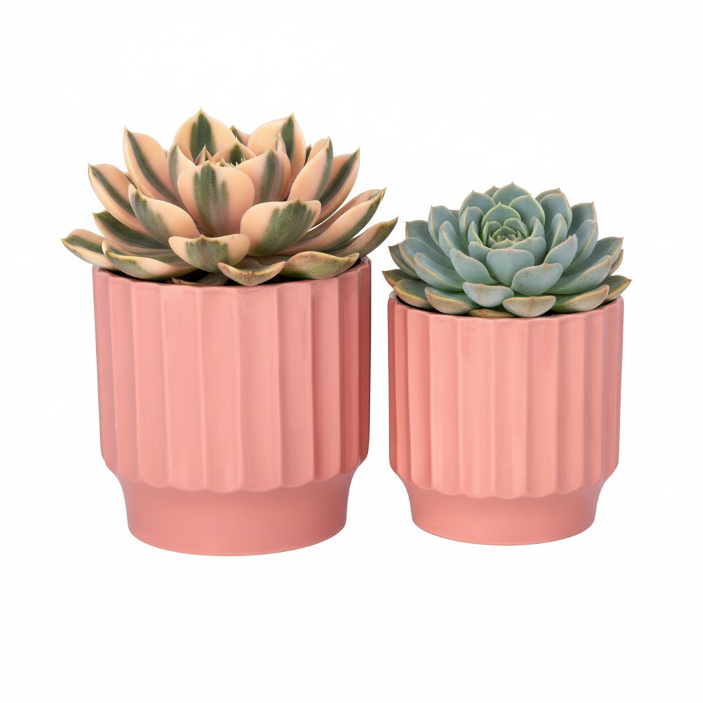 Quessara Ceramic Planter with Stand Set (Set of 2)