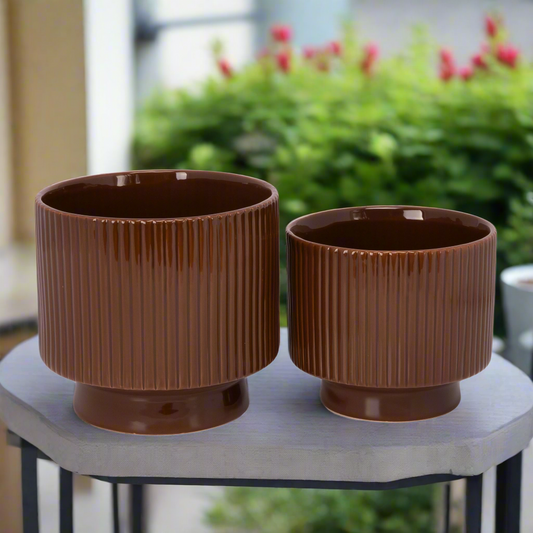 Pax Ceramic Planter with Stand Set (Set of 2)