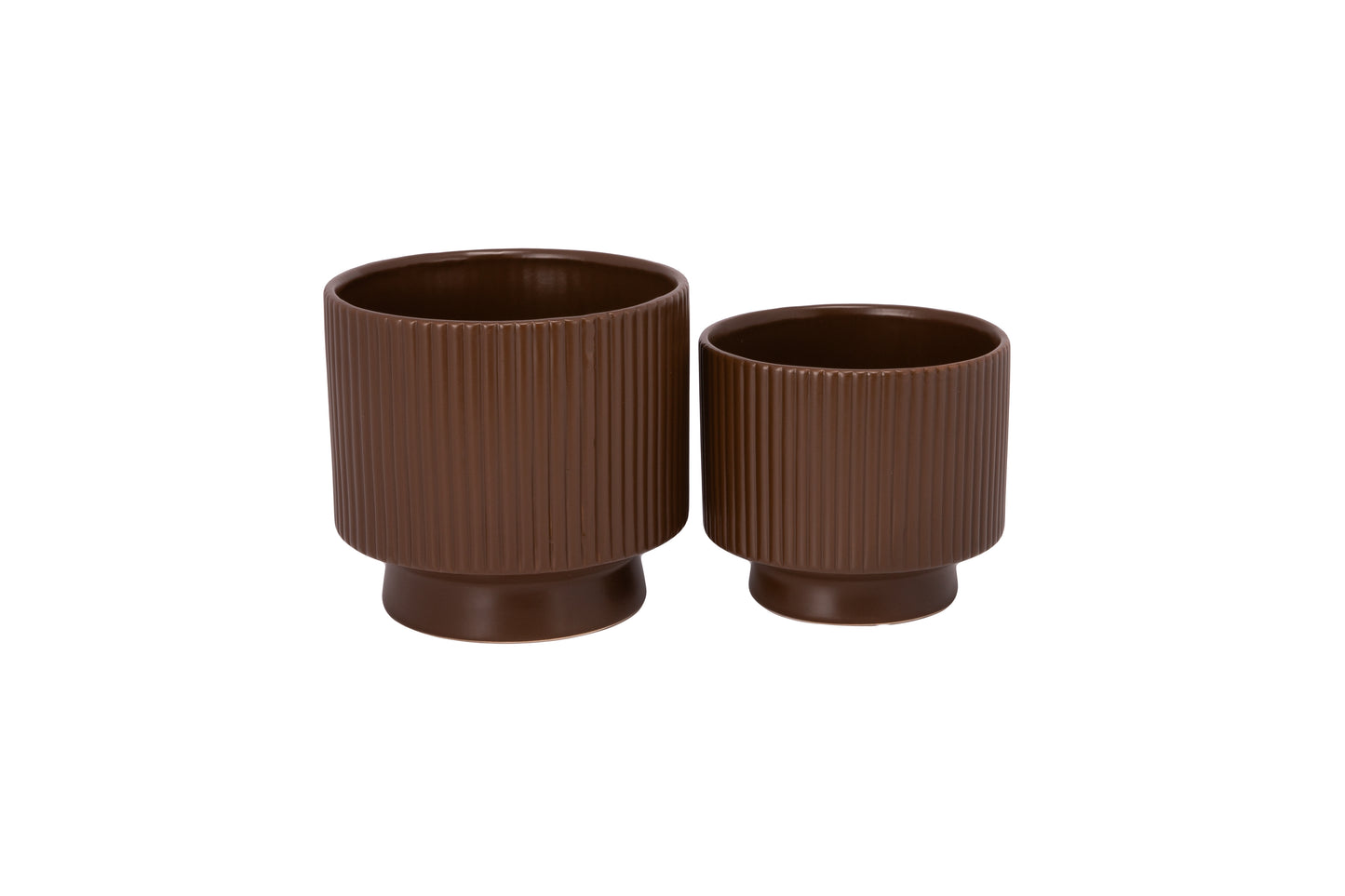 Ceramic Pot with Stand Set of Two Matte