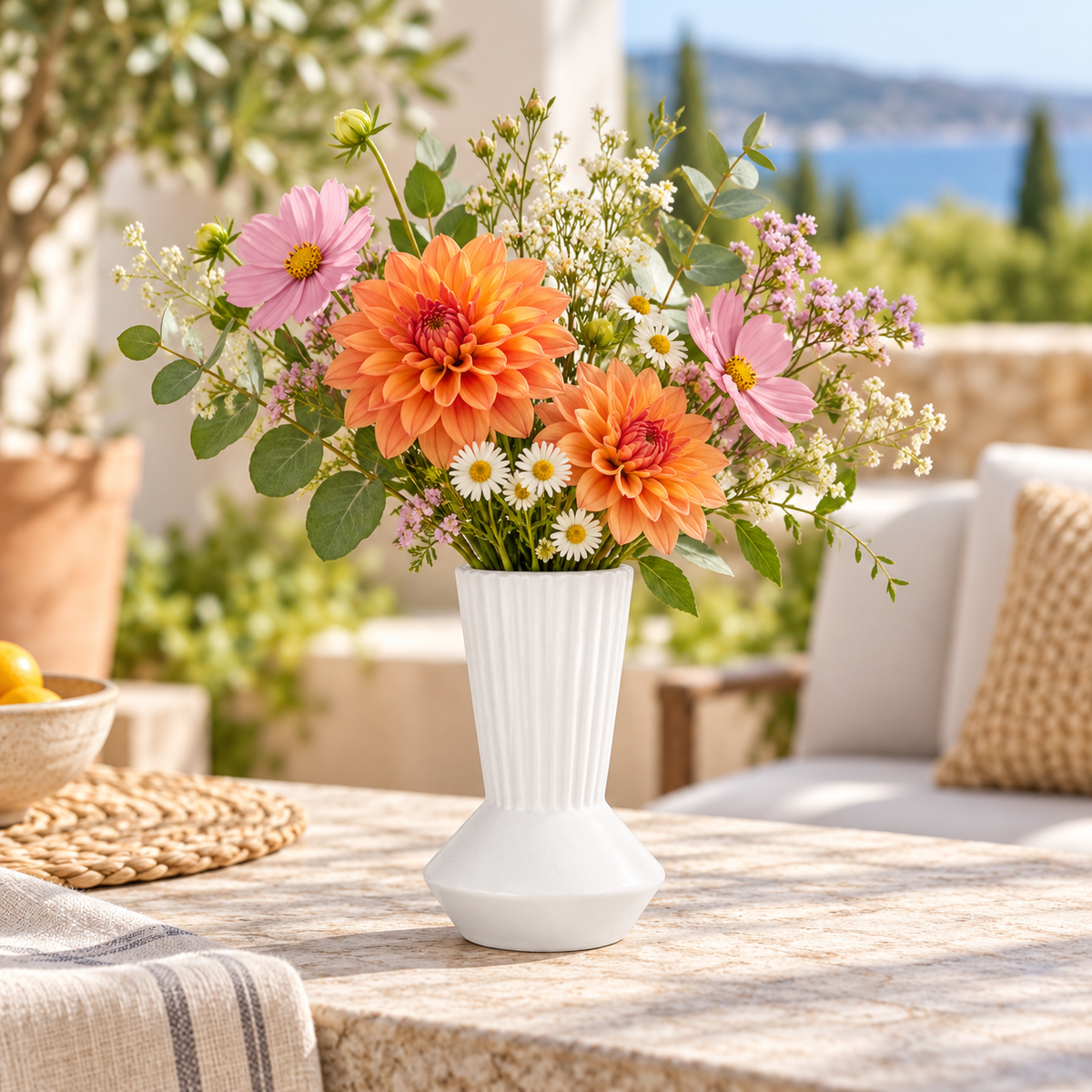 Corvia Ceramic Long Neck Vase