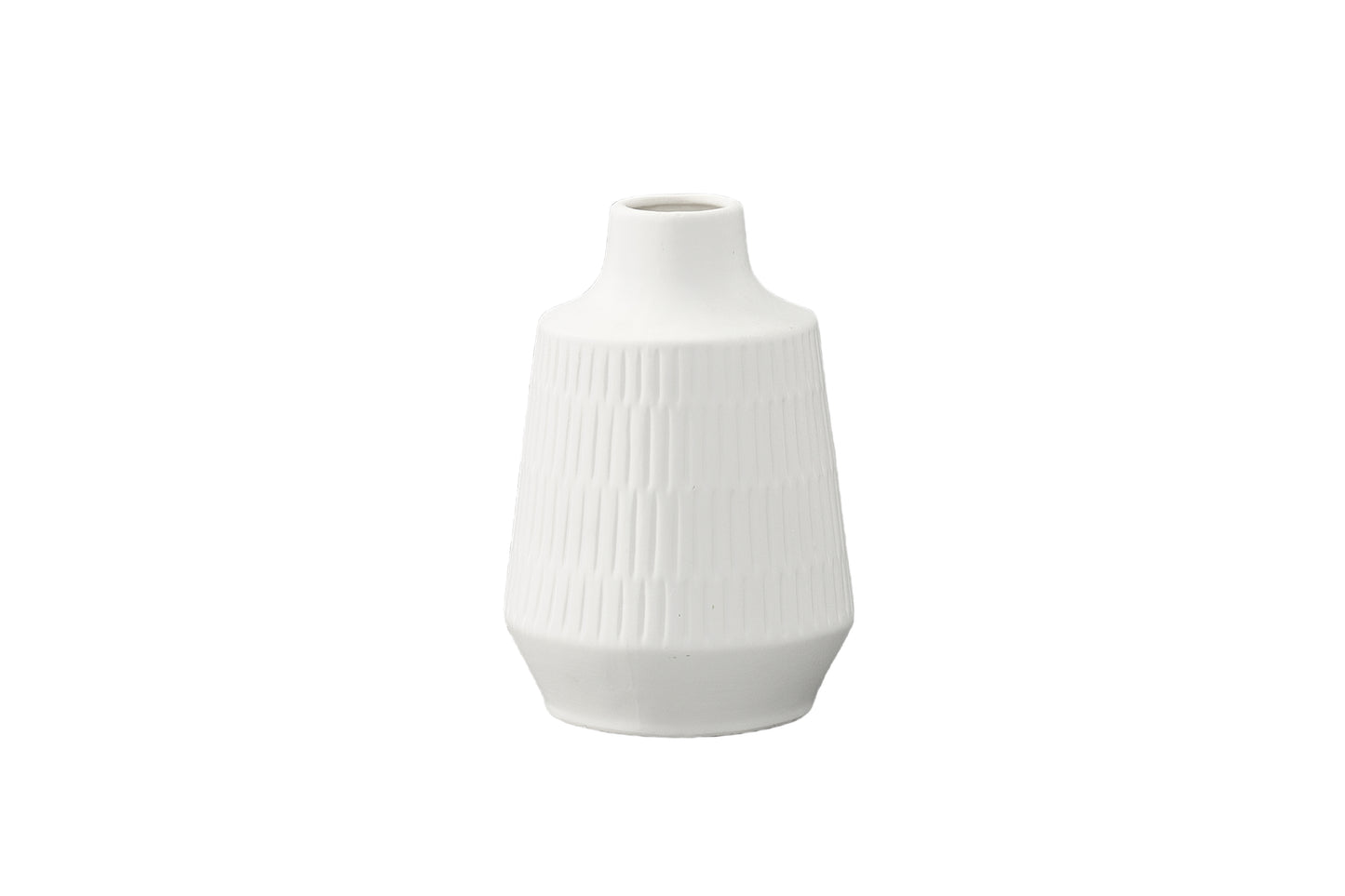 Ceramic Round Short Neck Vase Matte Finish White-8.00"H