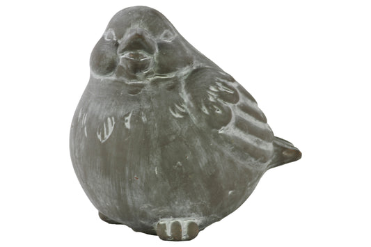 Terracotta Bird  Figurine  Washed Finish Gray-7"H