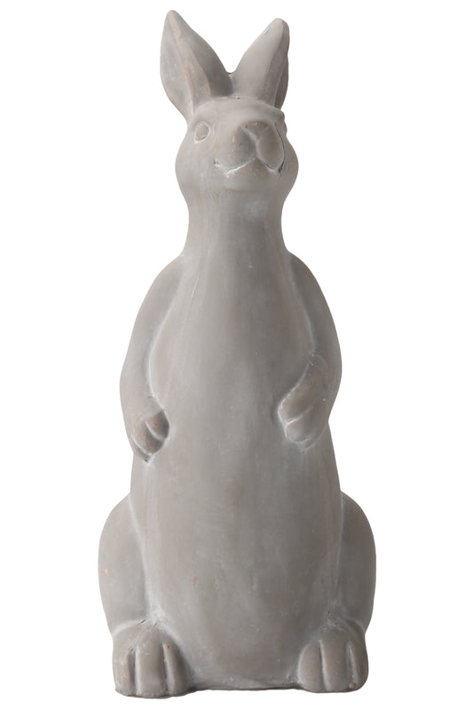 Terracotta Rabbit  Figurine Coated Finish Gray-12.75"H