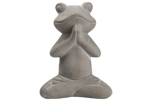 Terracotta Frog  Figurine Washed Finish Gray-7.5"H -312