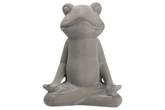 Terracotta Frog  Figurine Washed Finish Gray-7.5"H -313