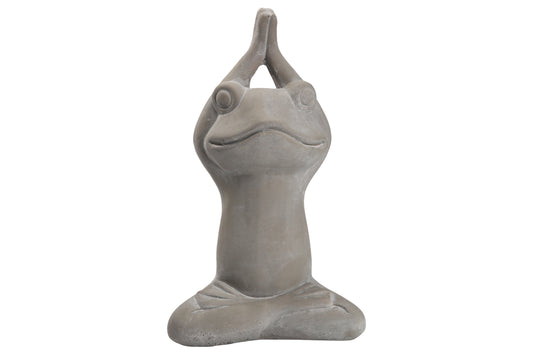 Terracotta Frog  Figurine Washed Finish Gray-9"H