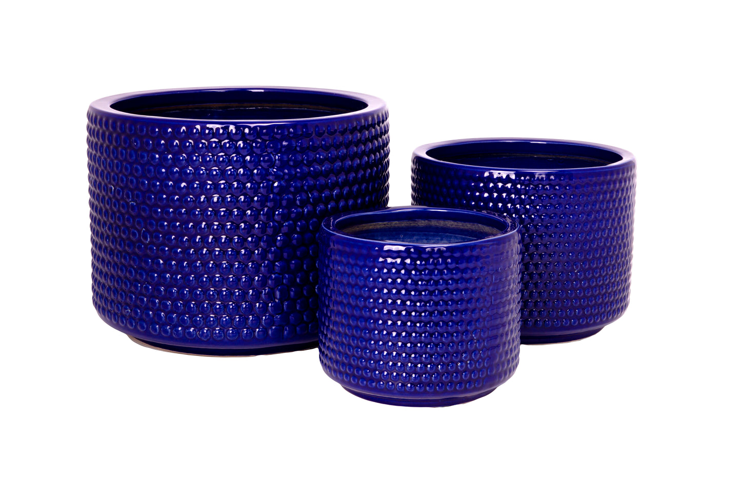 Ceramic Planter Set of Three Blue-10.25"H