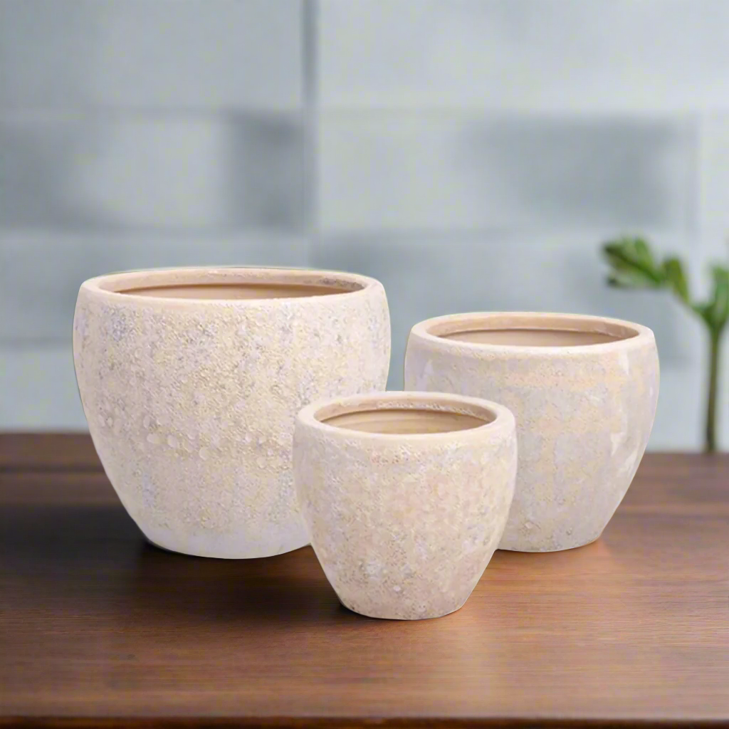 Lazura Lava Finish Cement Planter Set (Set of 3)