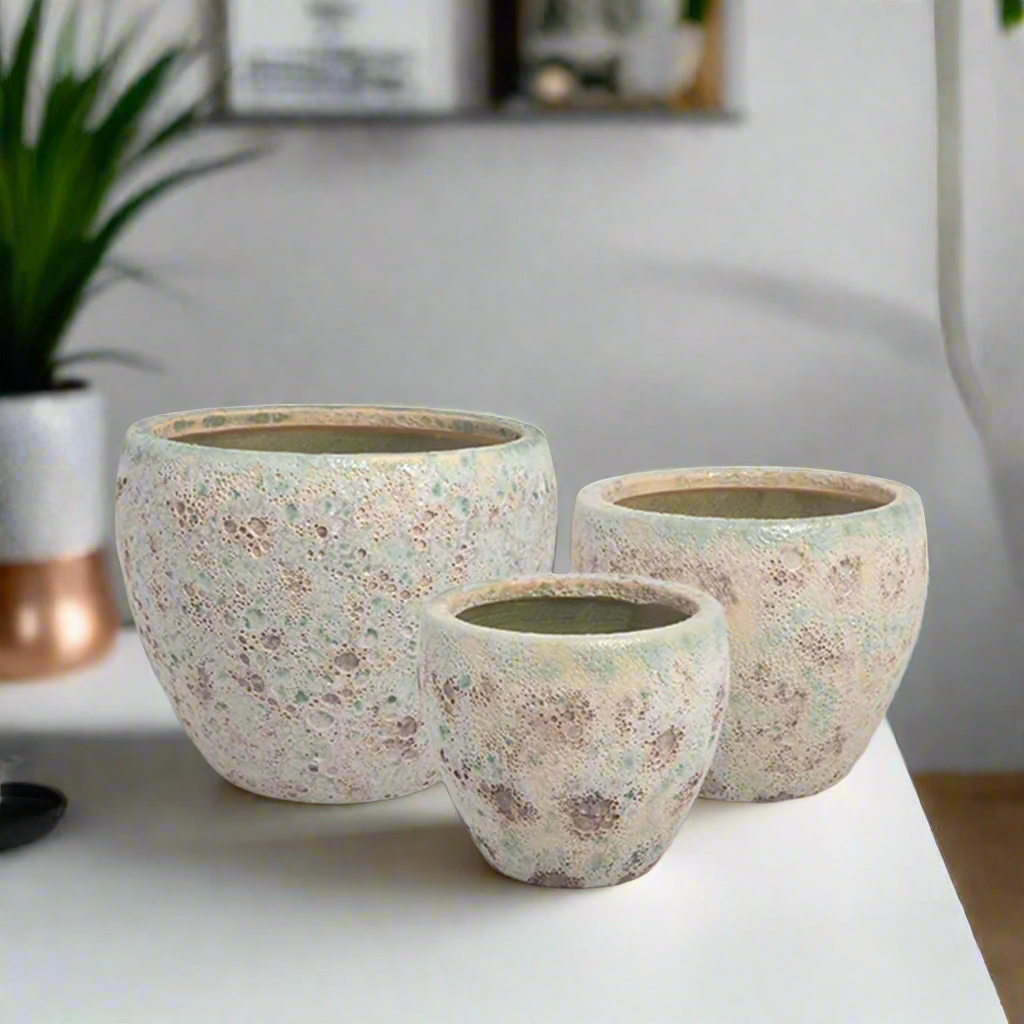 Lazura Lava Finish Cement Planter Set (Set of 3)