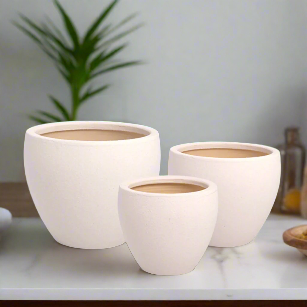 Lazura Lava Finish Cement Planter Set (Set of 3)