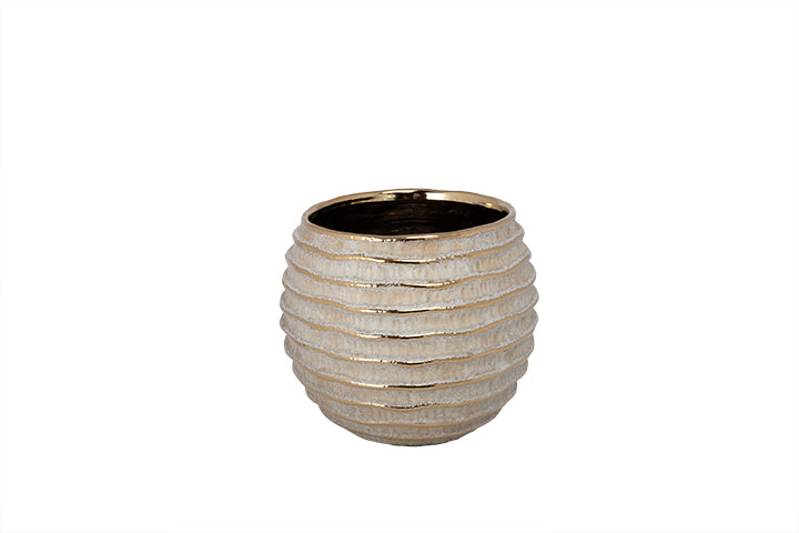 Stoneware Horizontal Pot Gray & Gold