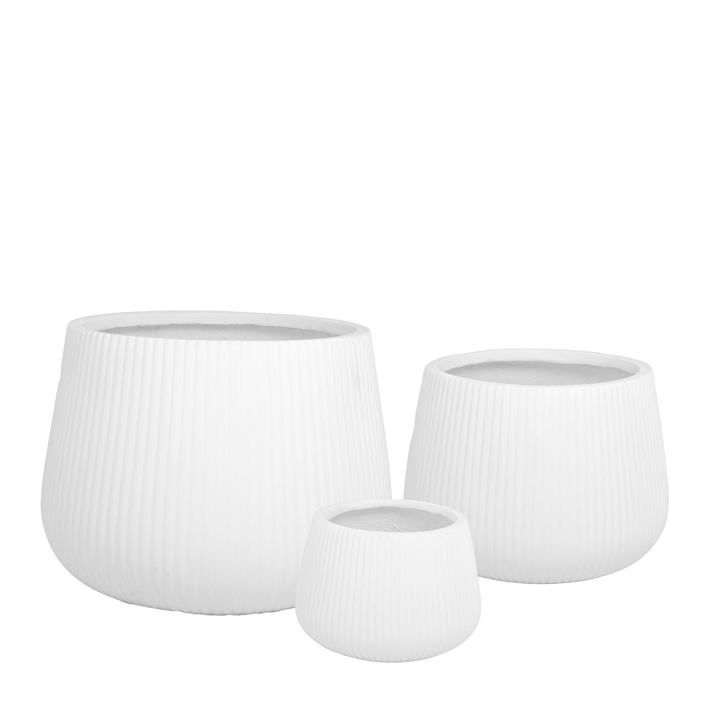 Olyssia Wide White Fiberclay Planters (Set of 3)
