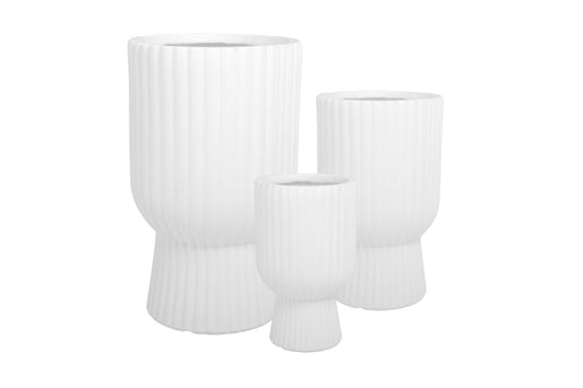 Fiberclay Stand Planters Set of Three White