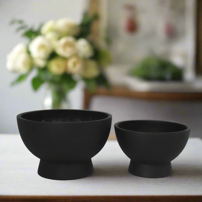 Kyric Black Fiberclay Planters (Set of 2)