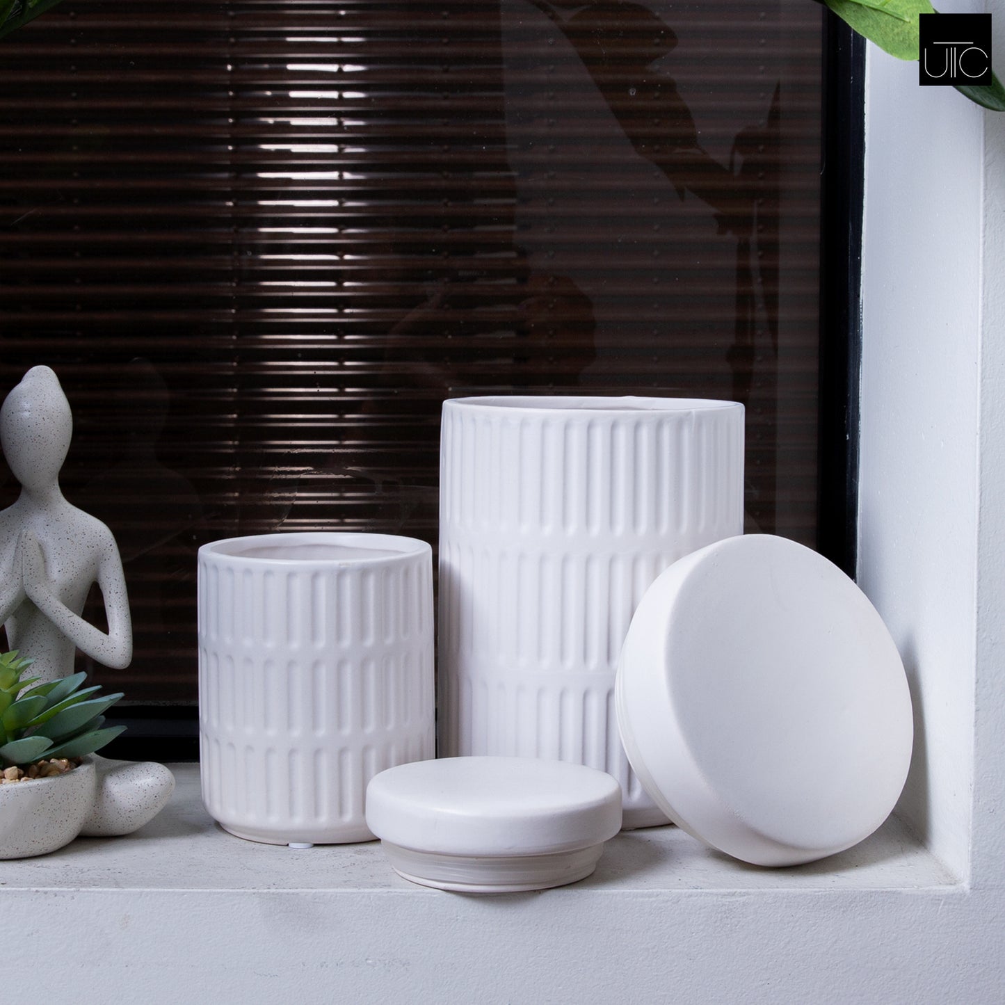 Yvelle White Ceramic Canister Set