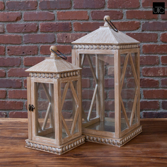 Kalen Weathered Wood Lanterns (Set of 2)