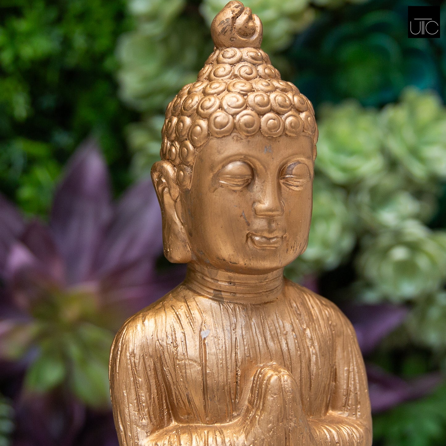 Cement Praying Buddha in Kneeling Position Painted Finish