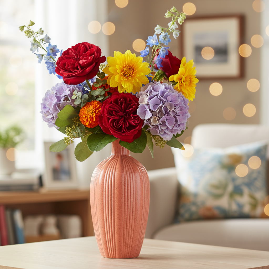 Nhulla Ceramic Round Bottle Vase with Embossed Column Design