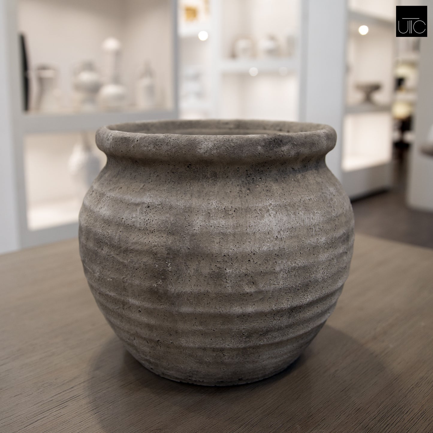 Della Rustic Jar-Style Cement Planter