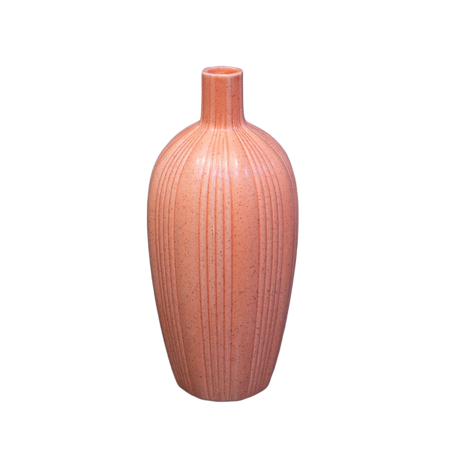 Nhulla Ceramic Round Bottle Vase with Embossed Column Design