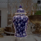 Ceramic Round Bellied Chinoiserie Ginger/Temple Jar Gloss Finish Blue&White-24.50"H -100