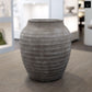 Kira Ribbed Amphora-Style Cement Planter