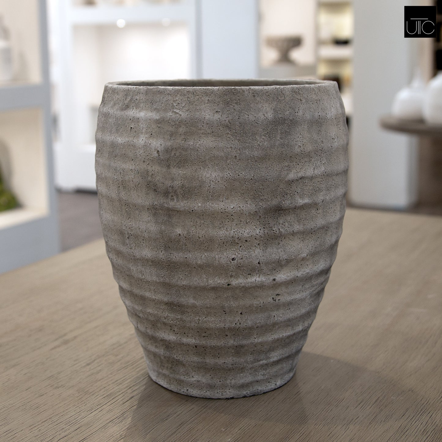 Zane Ribbed Cement Planter