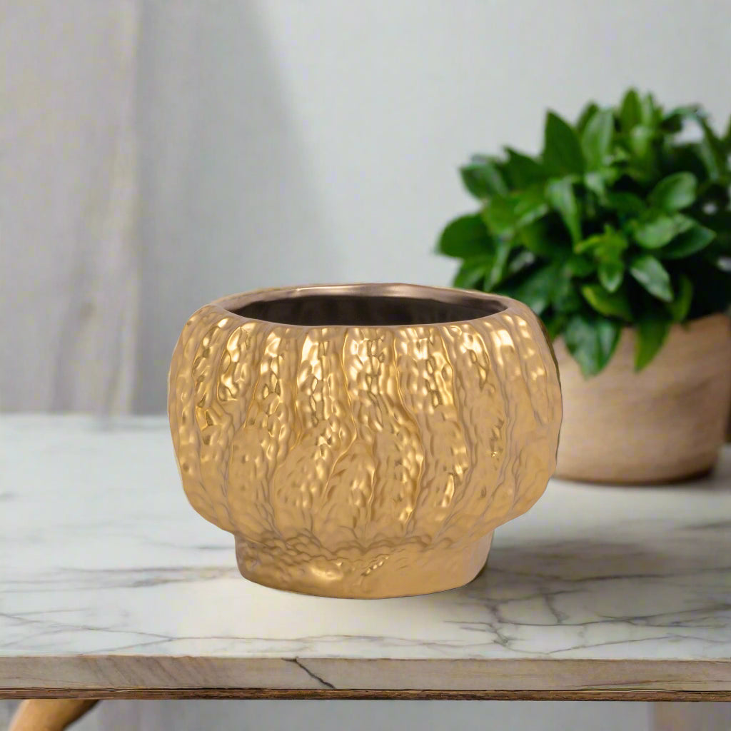Virella Gold Stoneware Planter