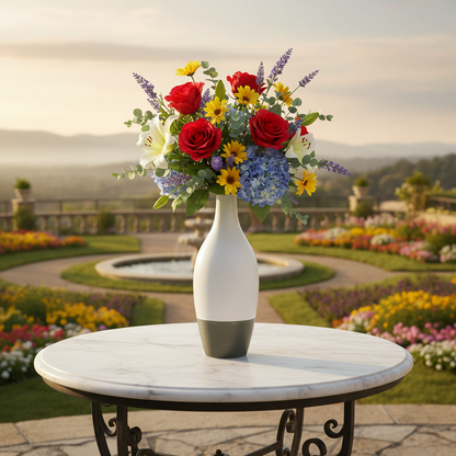 Kinny Ceramic Round Bellied Vase with Long Neck