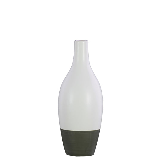 Ceramic  Round Vase Matte Finish White-11.5"H
