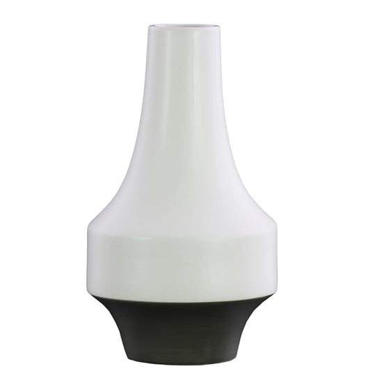 Ceramic  Round Vase Matte Finish White-11.25"H